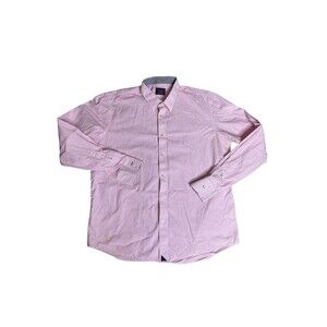 UNTUCKIT Shirt Mens Large Pink & White Stripes Cotton Button Down Long Sleeve
